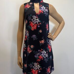 Skies Are Blue A-line Mini Dress Blue Red Mock Neck